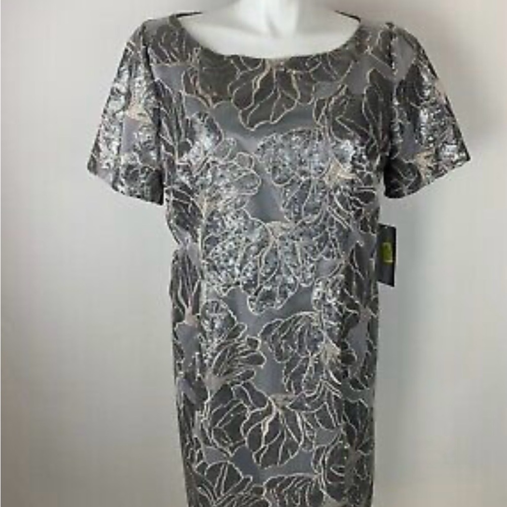 Tahari silver dress 16 nwot